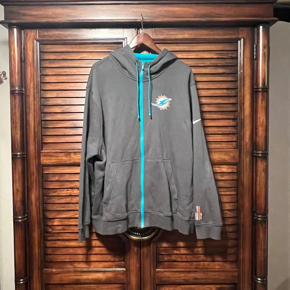 Miami Dolphins Nike Anthracite Primetime Club Full-Zip Hoodie Men's Size XXL